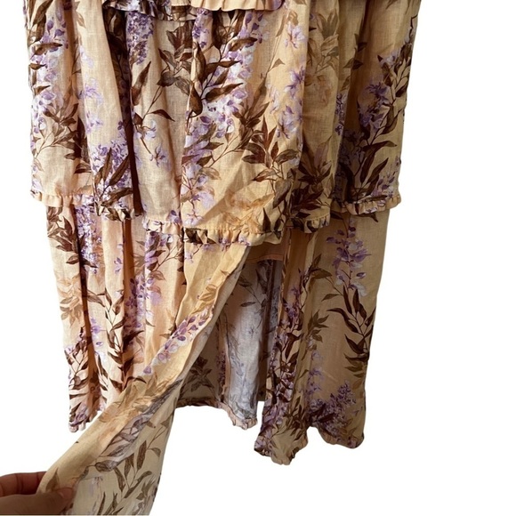 NEW HOUSE OF HARLOW 1960 Corset Tiered Floral Beige Cottage Midi Dress Sz M - Picture 5 of 7